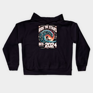 Ride the stars into 2024! Kids Hoodie